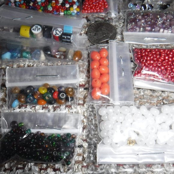 glass crystal tube seed bead lot, 36 scoops/bags - Picture 2 of 7